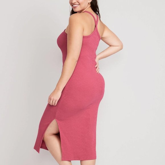 NWT Old Navy Fitted Rib-Knit Halter Midi Dress for Women - Picture 5 of 5